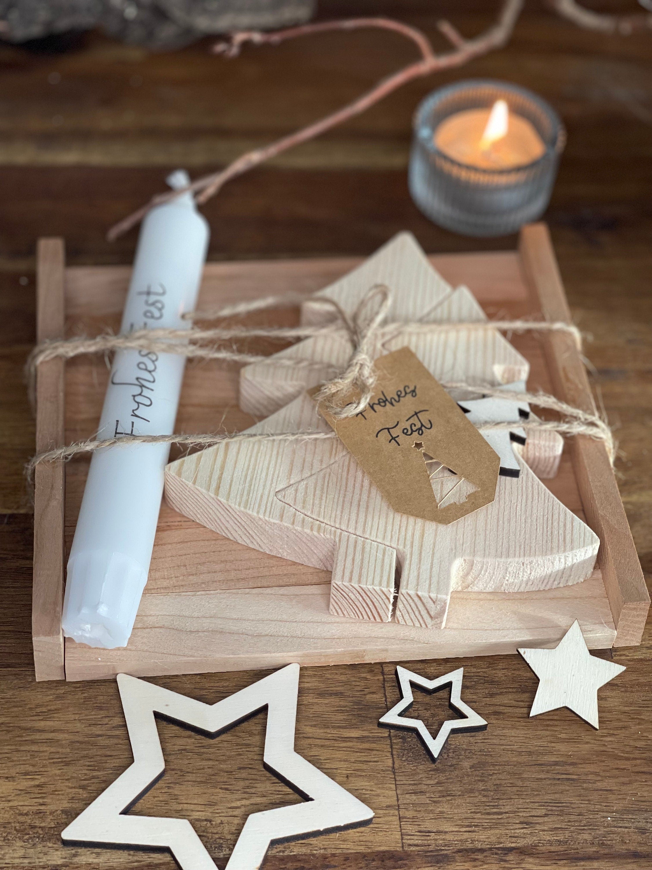 Tannenbaum 2-teilig aus Holz - Weihnachtsgeschenk & Wichtelgeschenk Set