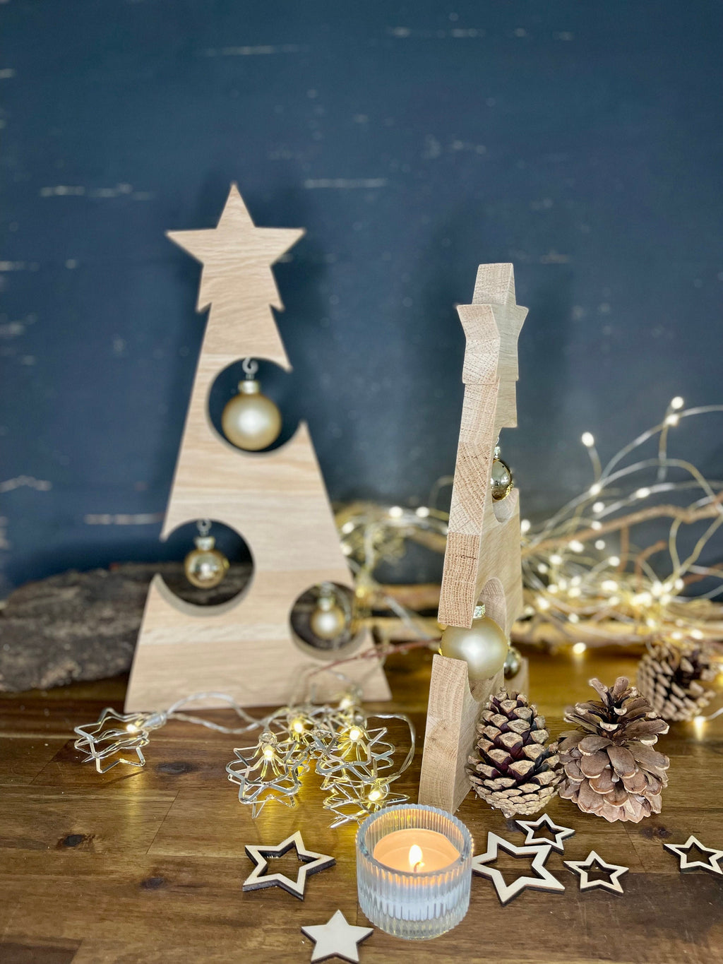 Weihnachtsbaum / Tannenbaum  in 2 Größen aus Eiche, in 2 Größe, einzeln oder als Set (ohne Kugeln, Lichterkette und Deko)