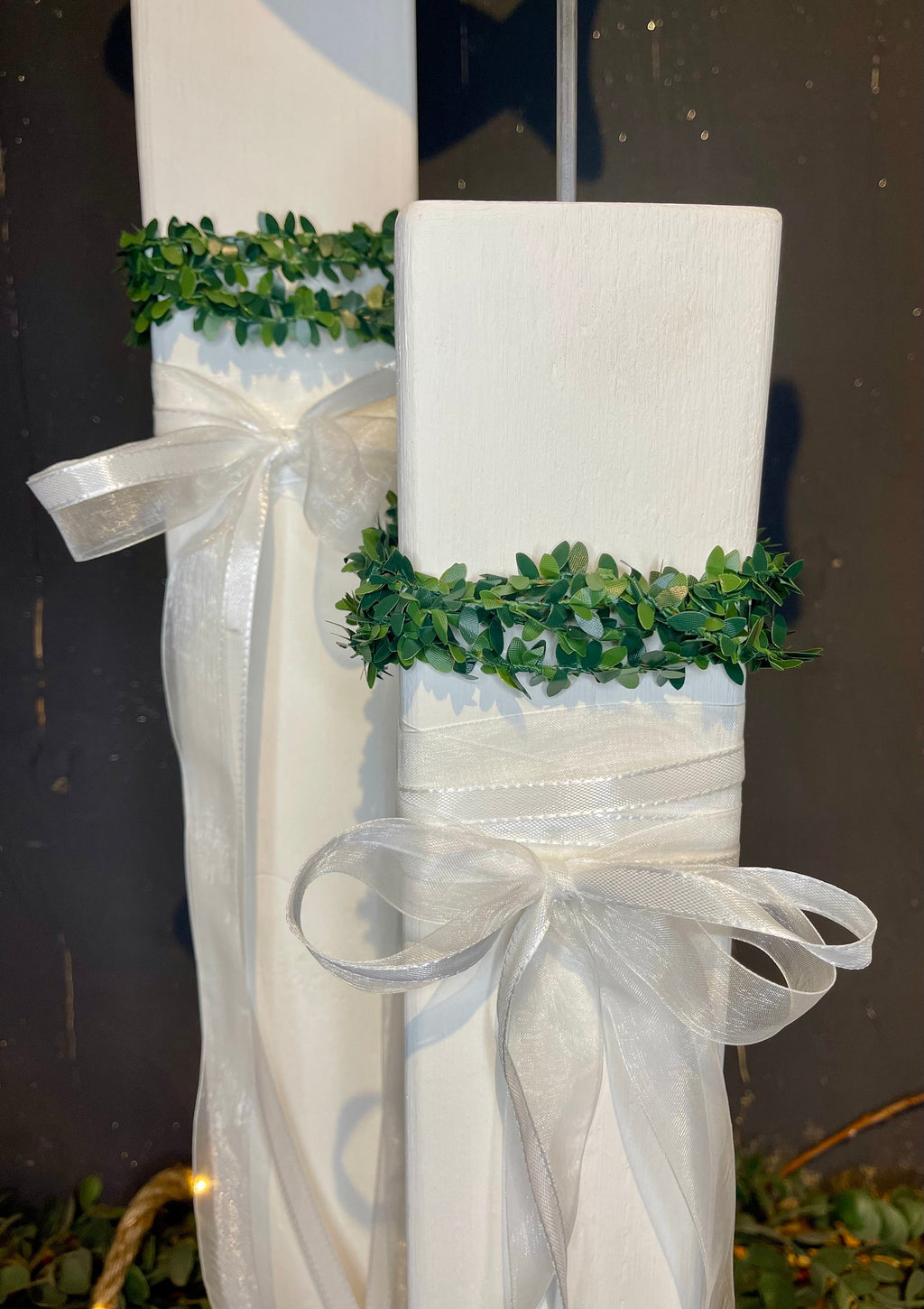 Stele XL mit Fisch zur Taufe & Kommunion - Mit Kränzchen & Schleife in 2 Größen