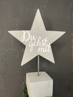 Deko Stele Set zur Taufe, Kommunion & Konfirmation - Komplett mit Kranz & Lichterkette