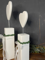 Herz Deko Stele Set zur Taufe & Kommunion - Komplett mit Kranz & Lichterkette