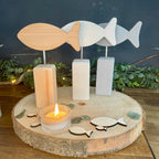 Mini-Stele mit Fisch zur Taufe & Kommunion - Dekoration in 2 Größen