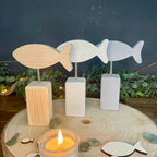 Mini-Stele mit Fisch zur Taufe & Kommunion - Dekoration in 2 Größen