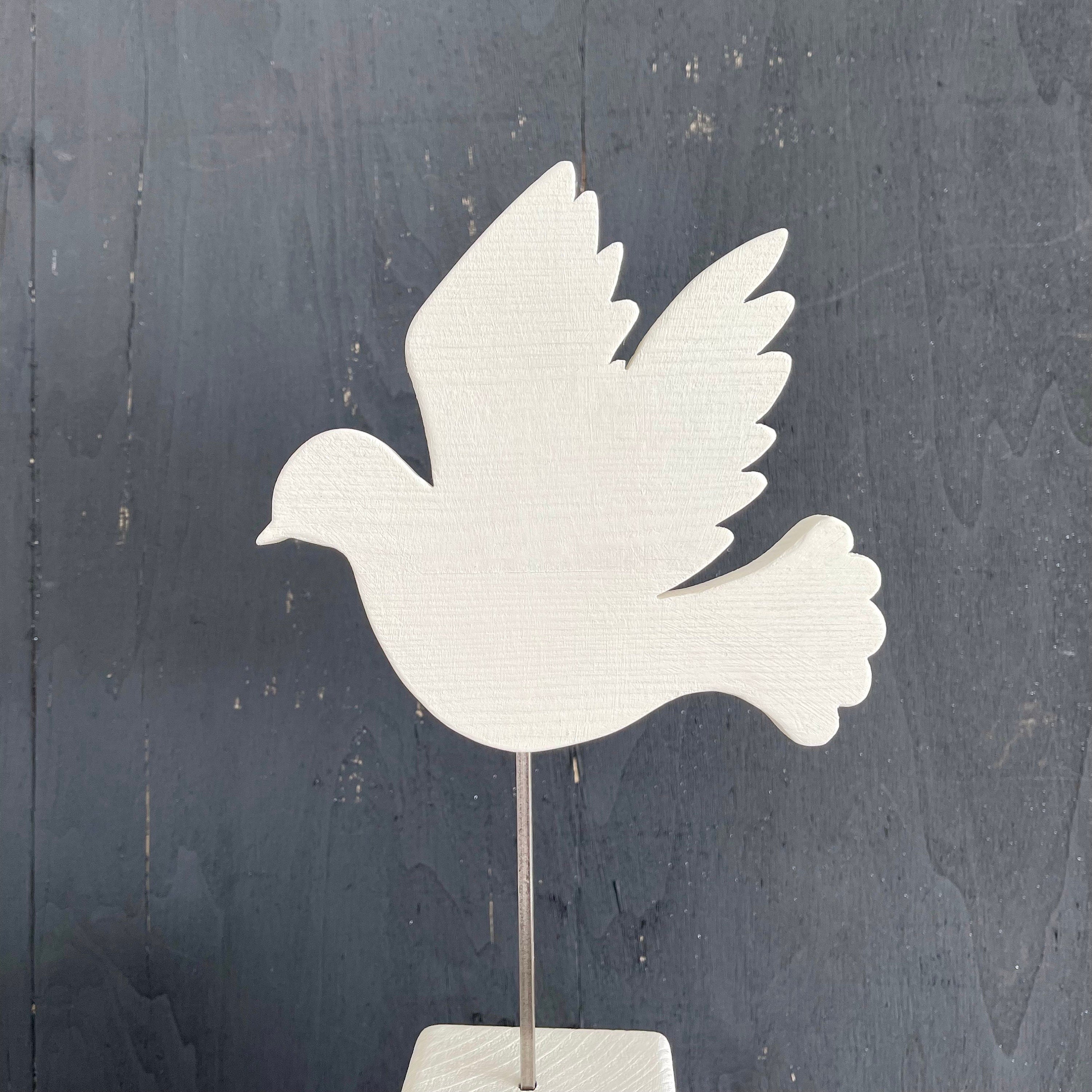 Stele mit Taube zur Taufe & Kommunion - Handgefertigt aus Holz