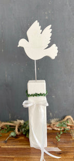 Stele mit Taube zur Taufe & Kommunion - Handgefertigt aus Holz