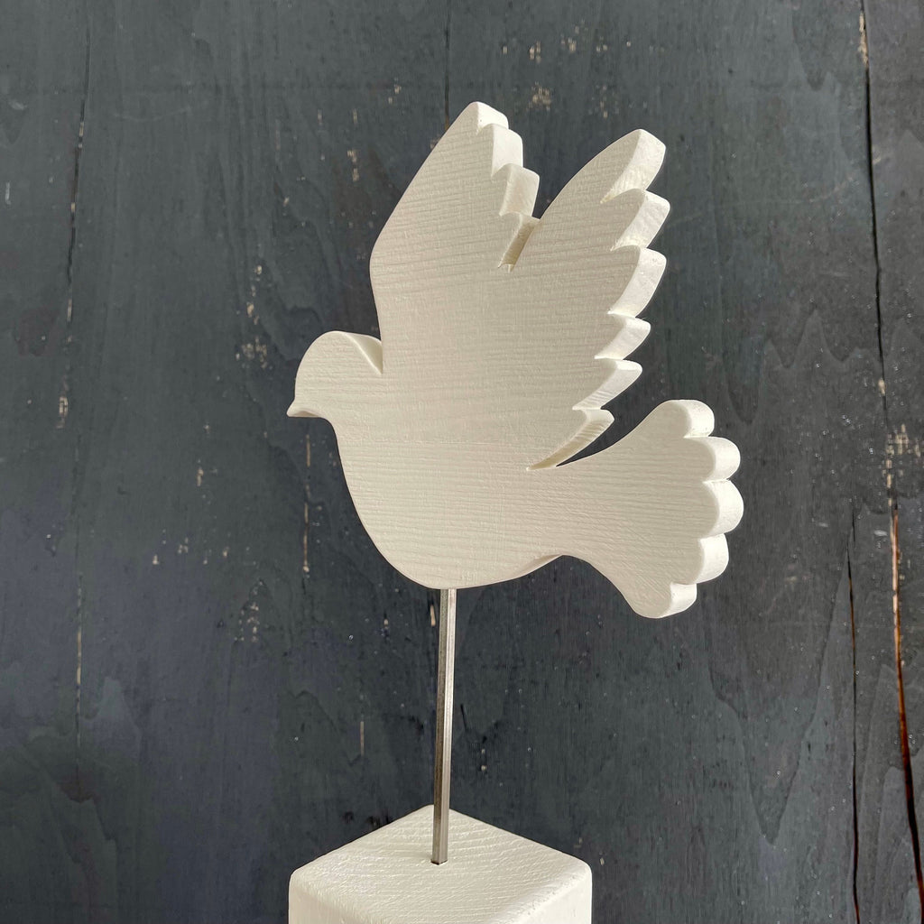 Stele mit Taube zur Taufe & Kommunion - Handgefertigt aus Holz
