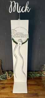 Deko Stele Set zur Taufe, Kommunion & Konfirmation - Komplett mit Kranz & Lichterkette