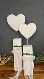 Herz Deko Stele Set zur Taufe & Kommunion - Komplett mit Kranz & Lichterkette