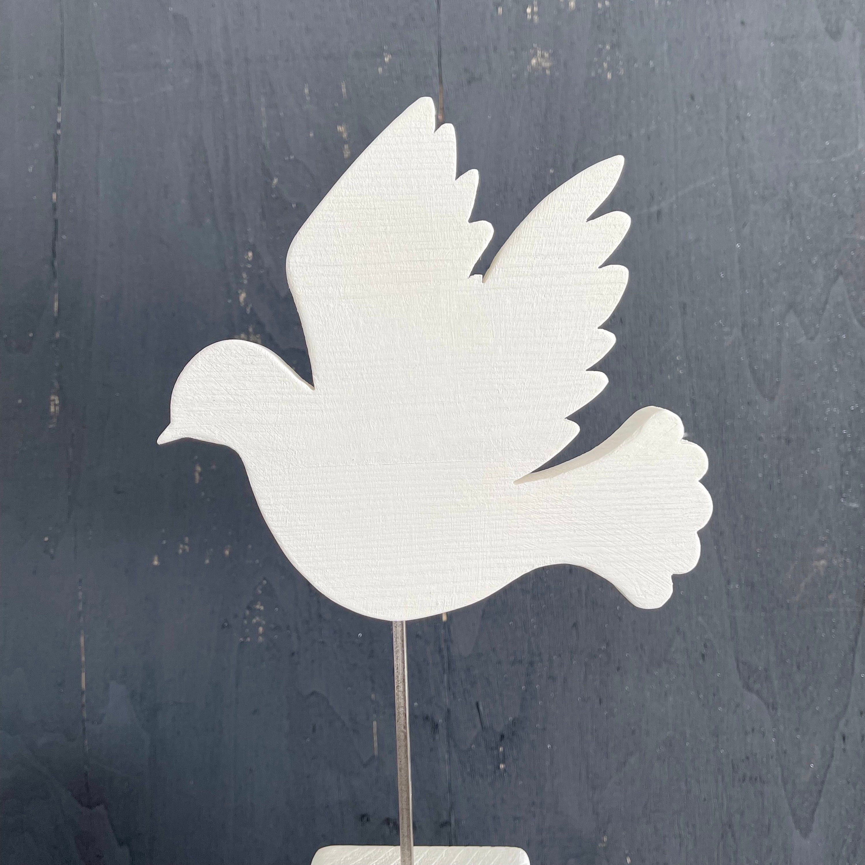 Stele mit Taube zur Taufe & Kommunion - Handgefertigt aus Holz