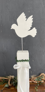 Stele mit Taube zur Taufe & Kommunion - Handgefertigt aus Holz