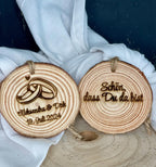 Gastgeschenke Tischkarte aus Holz - Personalisiert für Taufe, Kommunion & Hochzeit