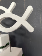 Holzstele mit Jesusfisch zur Taufe & Kommunion - Handgefertigt in 2 Größen