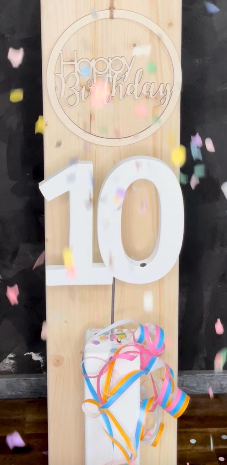 Geburtstagsdeko aus Holz - Ersatzstecker Zahlen & Türkranz Happy Birthday
