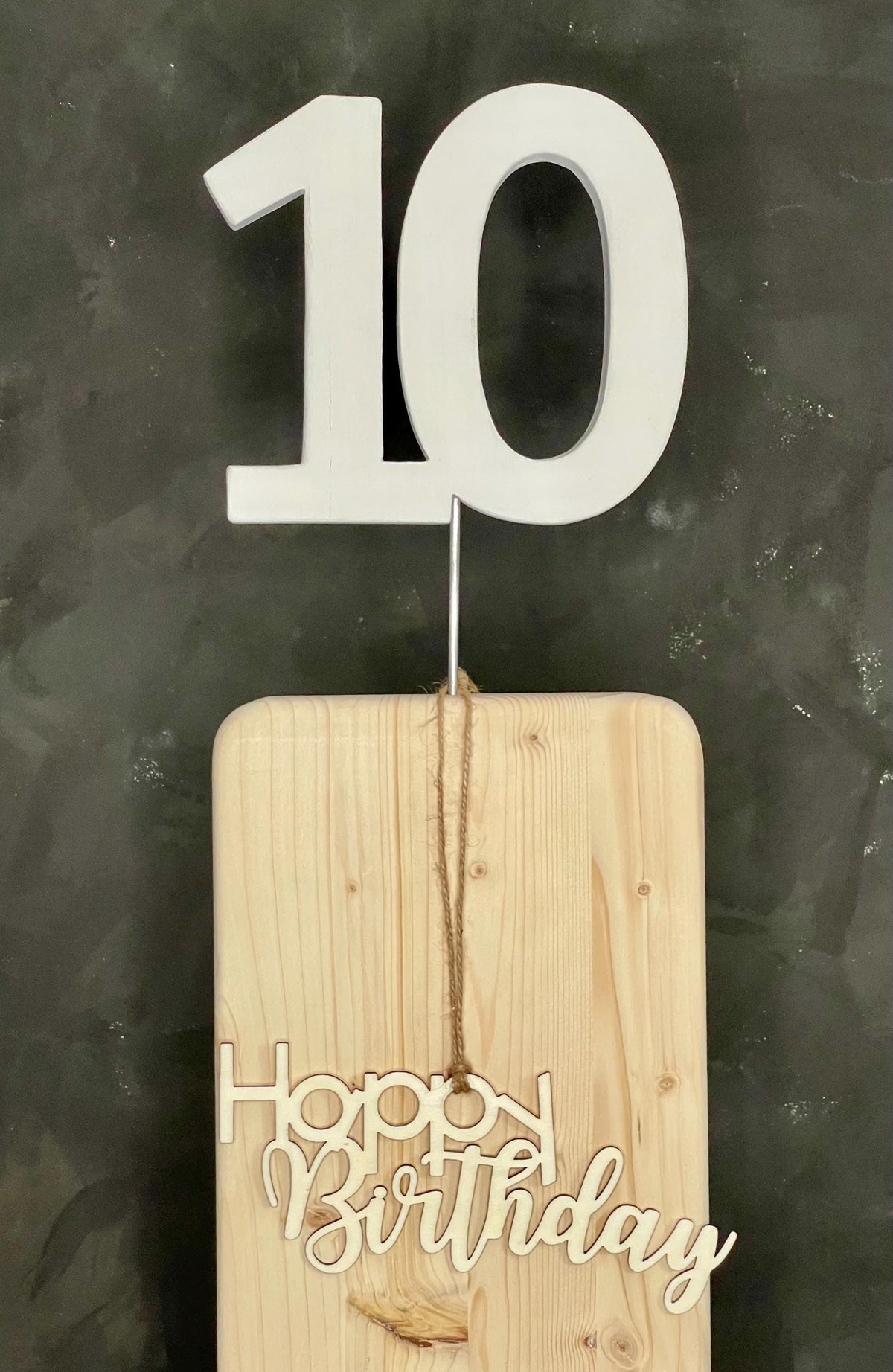 Geburtstagsdeko aus Holz - Ersatzstecker Zahlen & Türkranz Happy Birthday