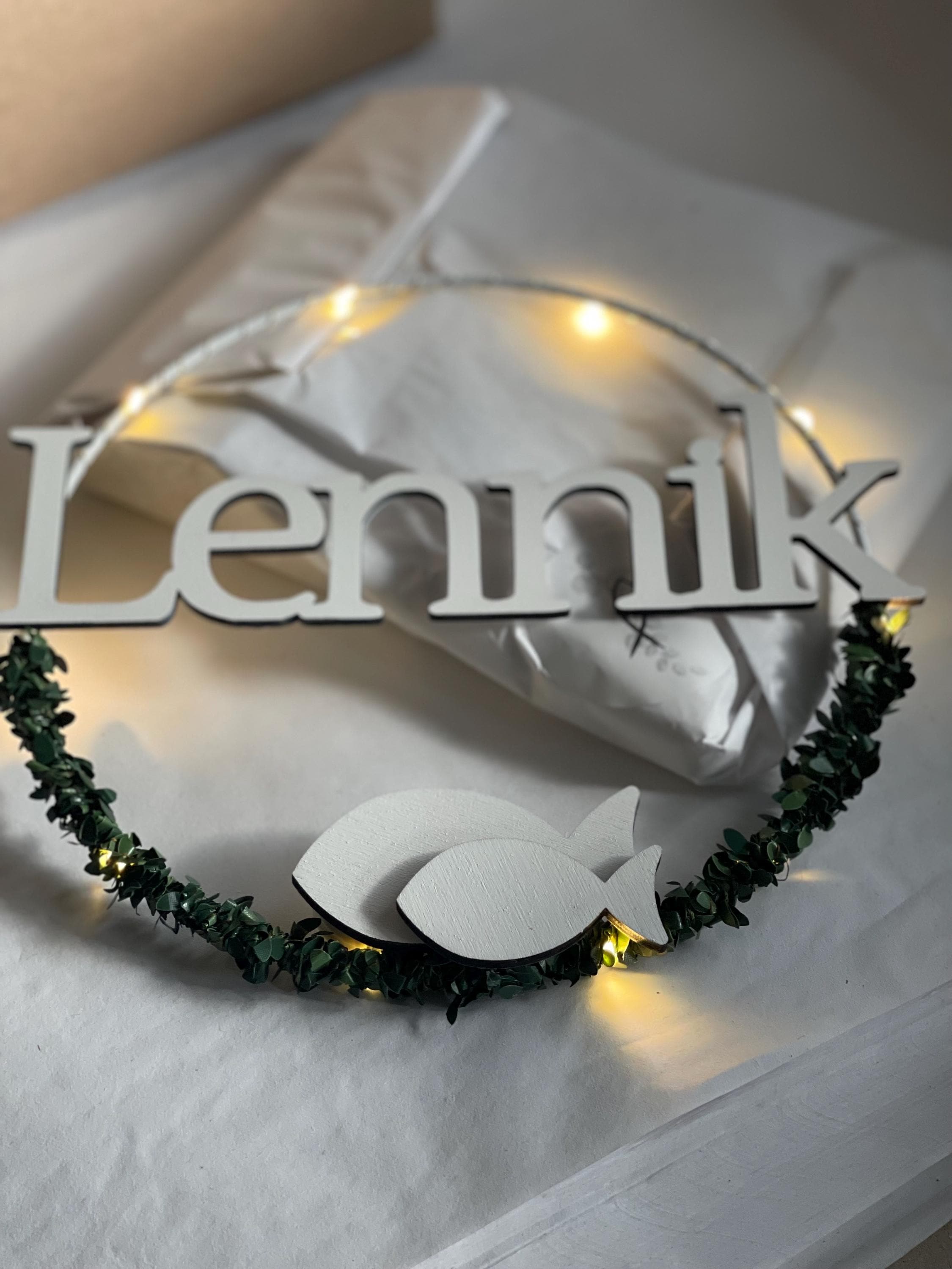 Deko Stelen Set mit Fischen - Taufe, Kommunion & Konfirmation | Personalisierbar mit Namen