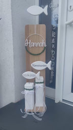 Deko Stelen Set aus Eiche - Taufe, Kommunion & Konfirmation | Personalisierbar mit Namen